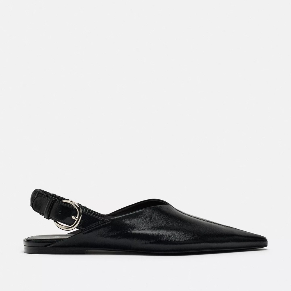Zara soft leather slingback flats